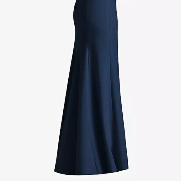 Dessy 3038..Off-the-Shoulder Notch Trumpet Gown with Front Slit..Midnight..Sz 4 - Picture 4 of 7